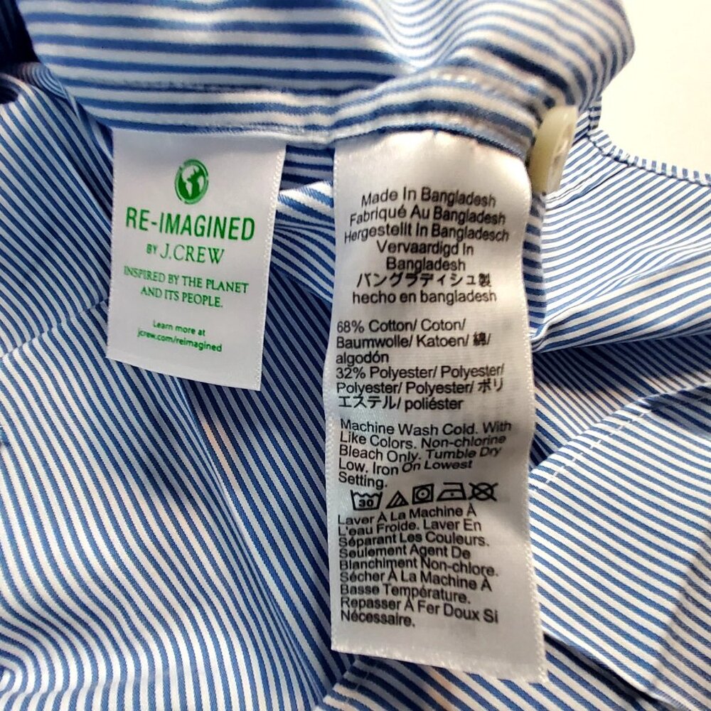 J.Crew Blue & White Striped XXL Performance Dress Shirt -Reimagined Cotton Blend - Picture 8 of 15